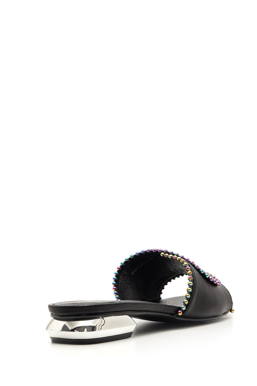 Women's Metal Heeled Colorful Stone Slippers