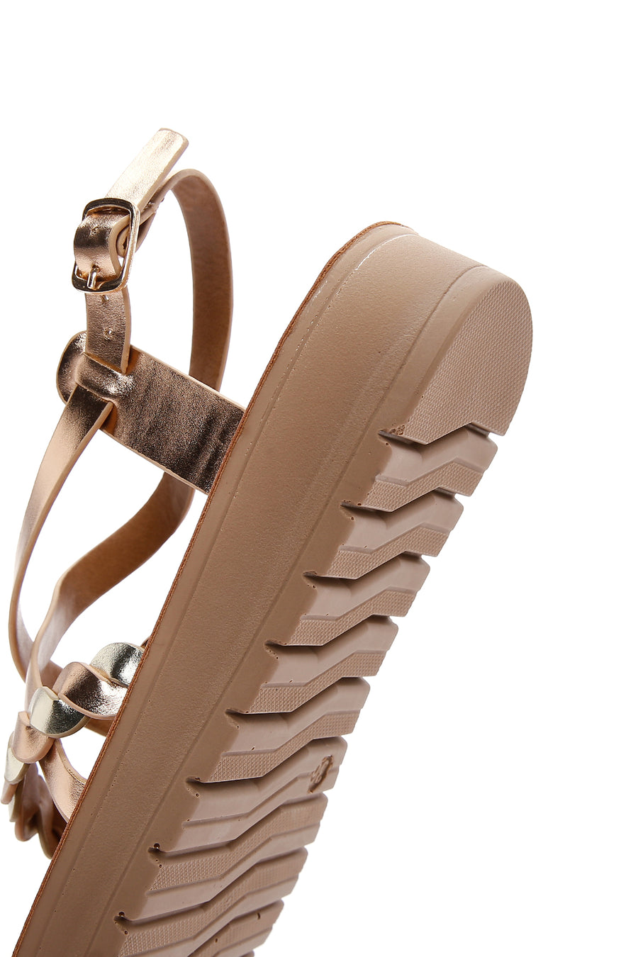 Women's Pink Ankle Strap Metallic Sandals