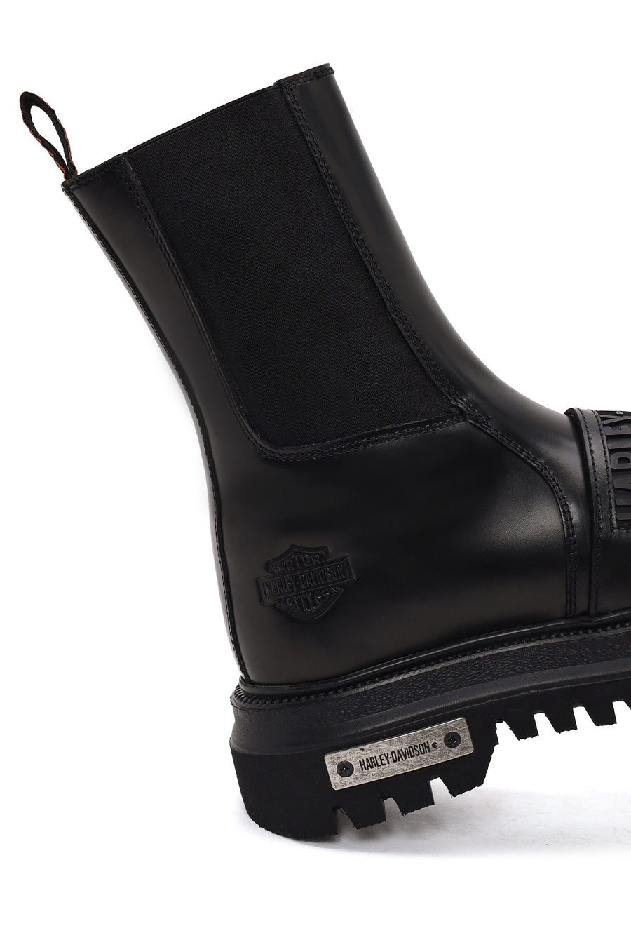 Harley Davidson Woman Black Glenn Zip Closure Thick-Soled Leather Boots