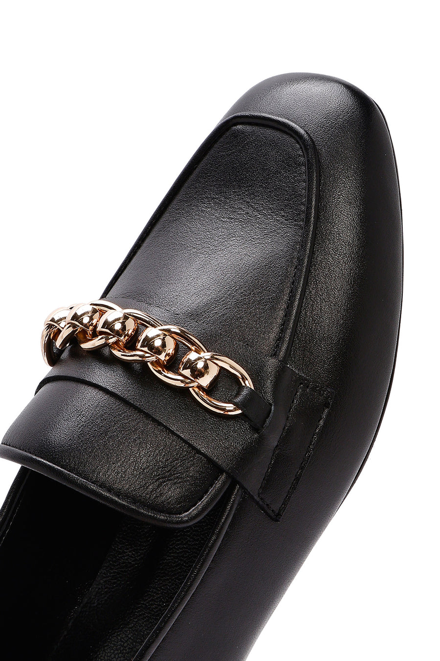 Women's Black Buckle Leather Loafer