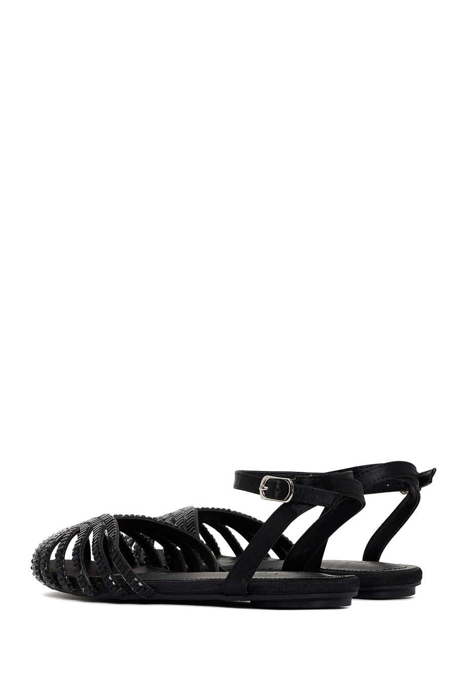 Women's Black Ankle Strap Stone Sandals