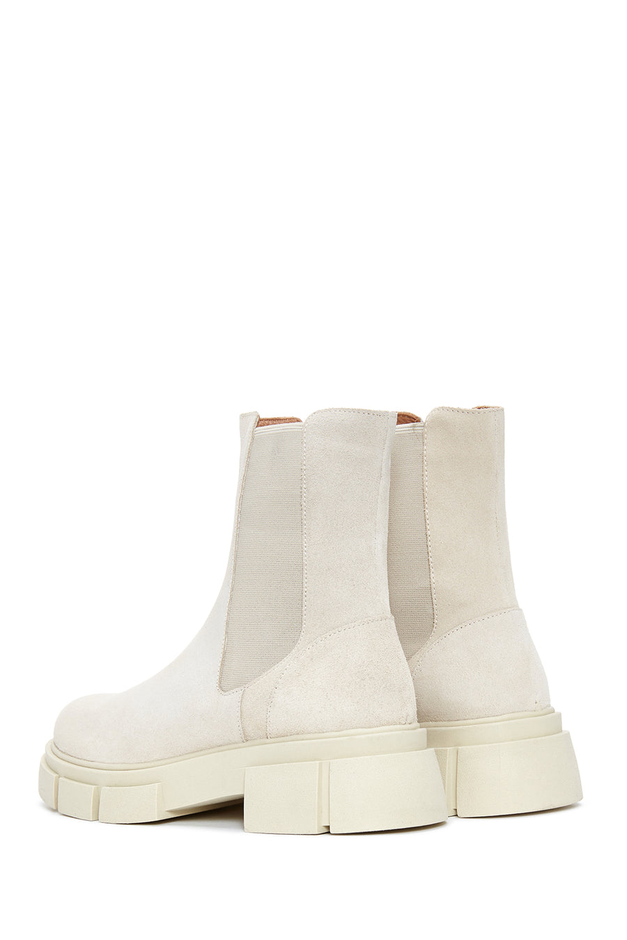 Women's Cream Suede Leather Chelsea Boots
