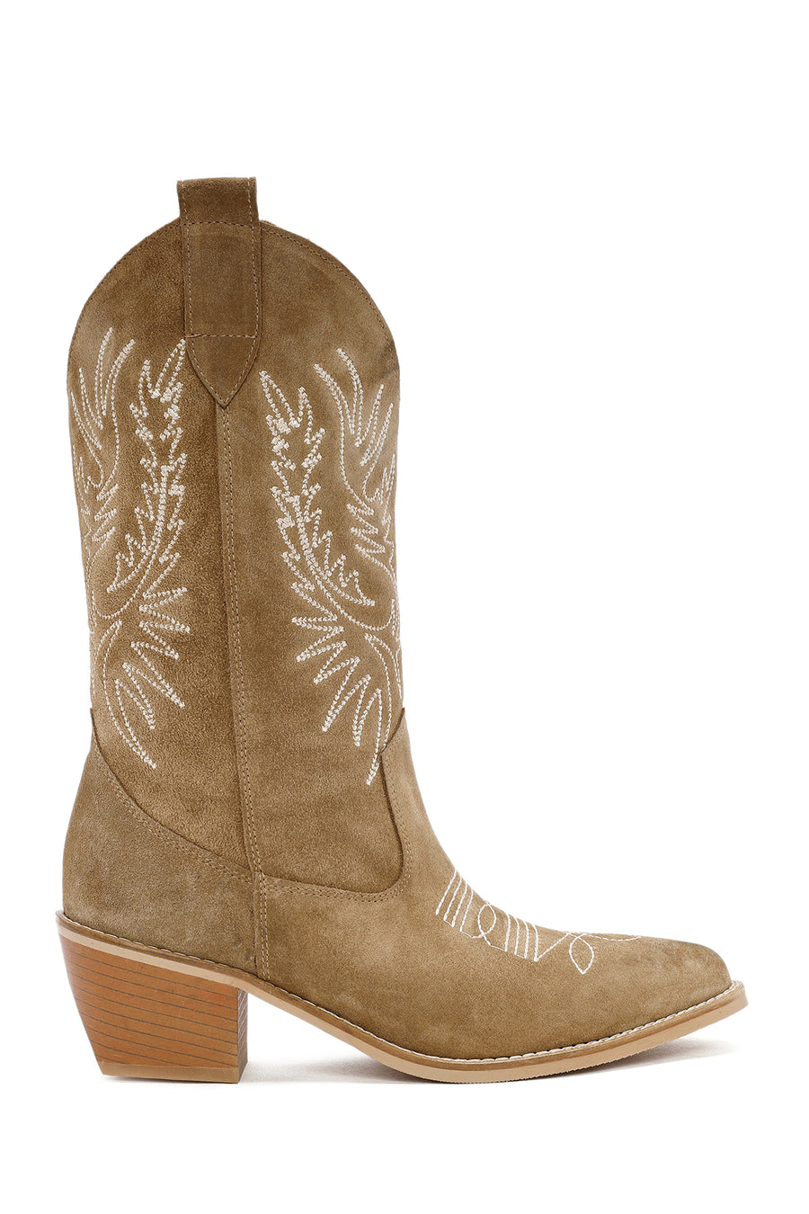 Women's Mink Suede Leather Heeled Cowboy Boots 24WFD152610 | Derimod