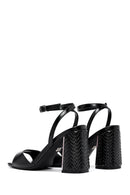 Women's Black Ankle Buckle High Thick Heel Sandals | Derimod