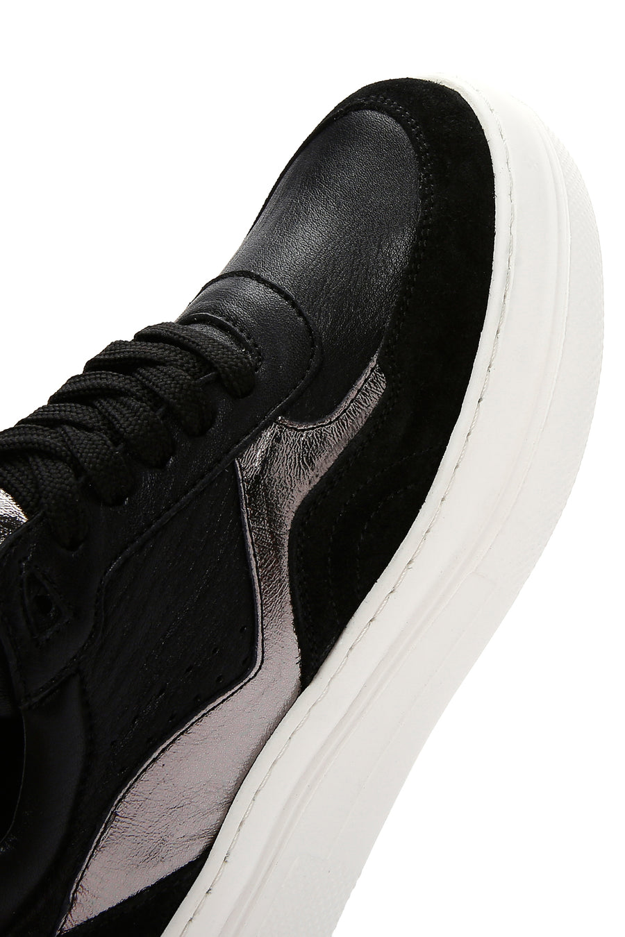 Kadın Siyah Deri Kalın Tabanlı Sneaker