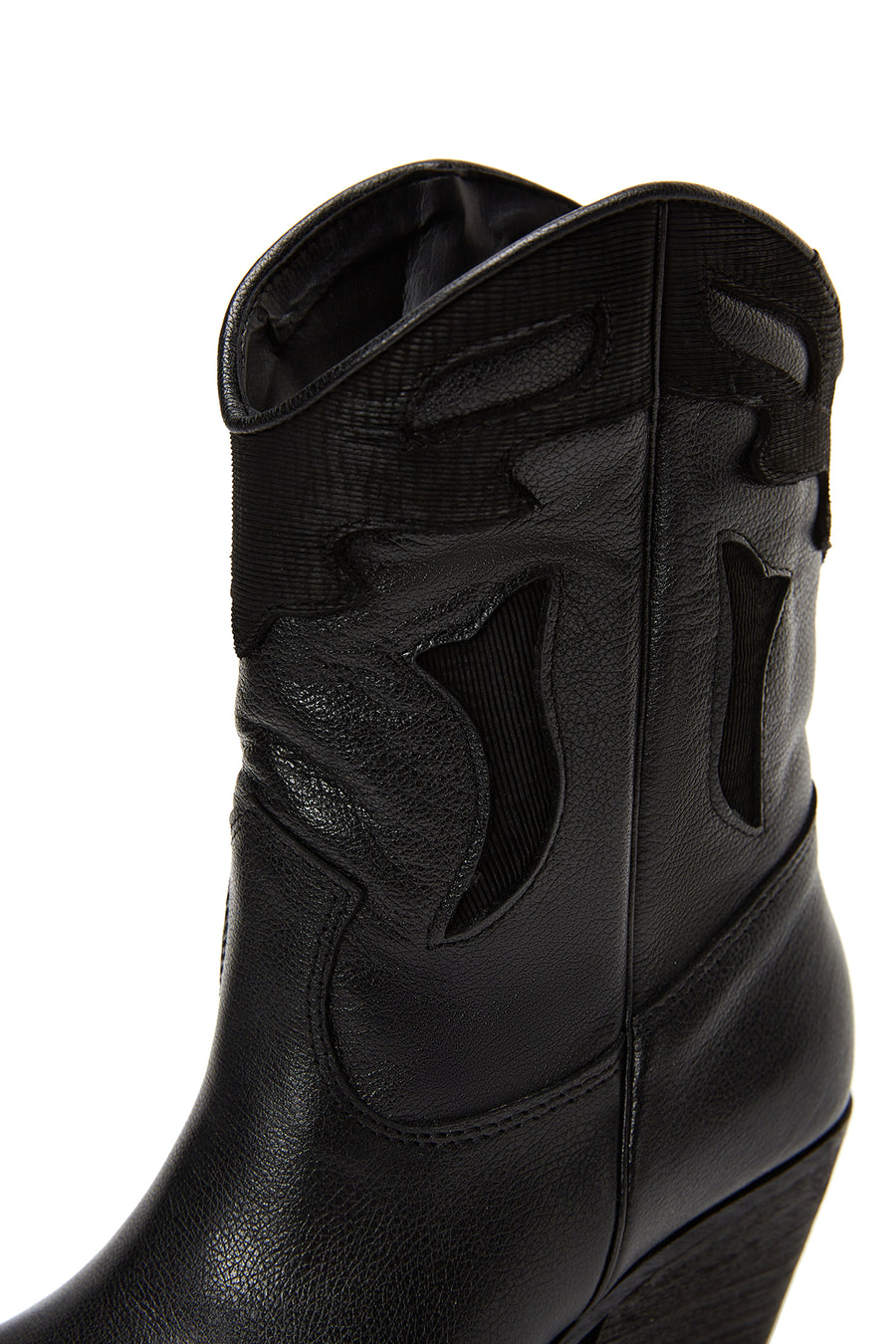 Women's Black Leather Cowboy Heeled Boots