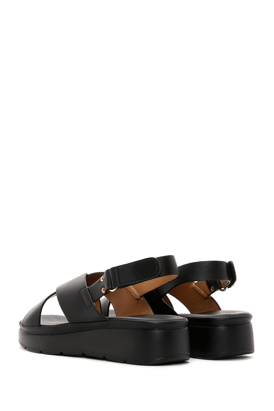 Women's Black Thick Sole Comfort Sandals