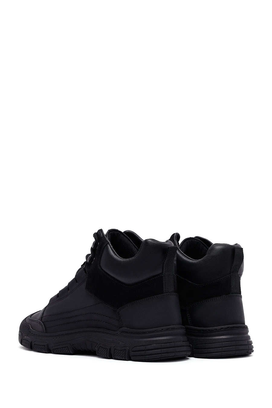 Men's Black Lace-Up Leather Casual Boots