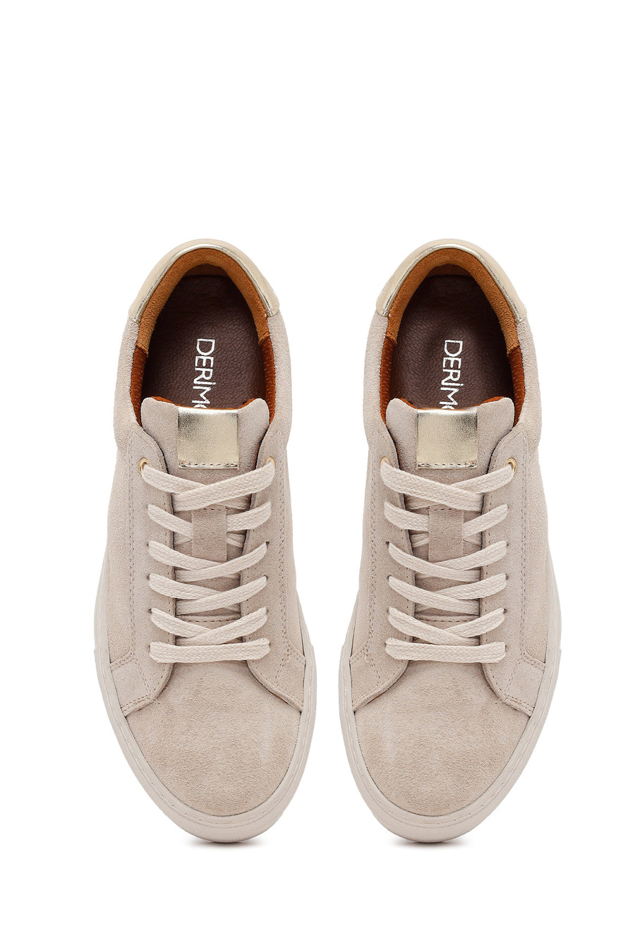 Kadın Bej Bağcıklı Süet Deri Sneaker