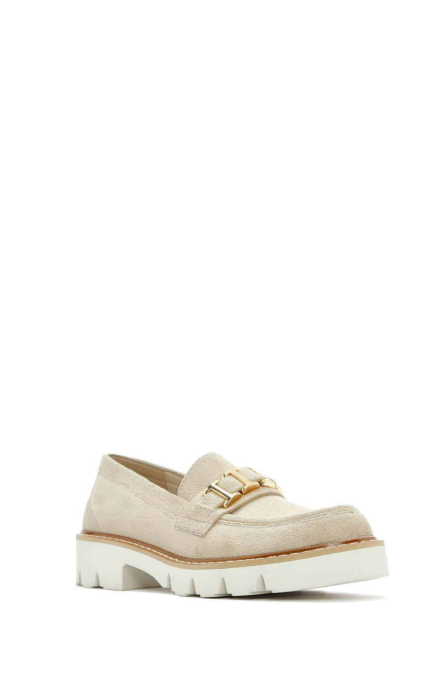 Women's Tan Buckled Suede Masculine Loafer