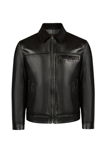 Nomad Male Black Oversize Leather Jacket 26WGE66351M | Derimod