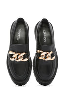 Women's Black Thick Soled Masculine Loafer | Derimod