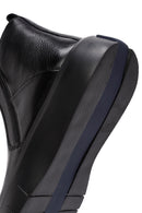 Male Black Zip Closure Thick-Soled Leather Boots | Derimod