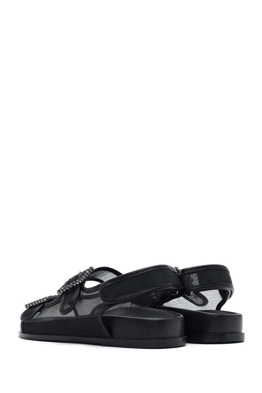 Women's Black Stone Buckle Sandals