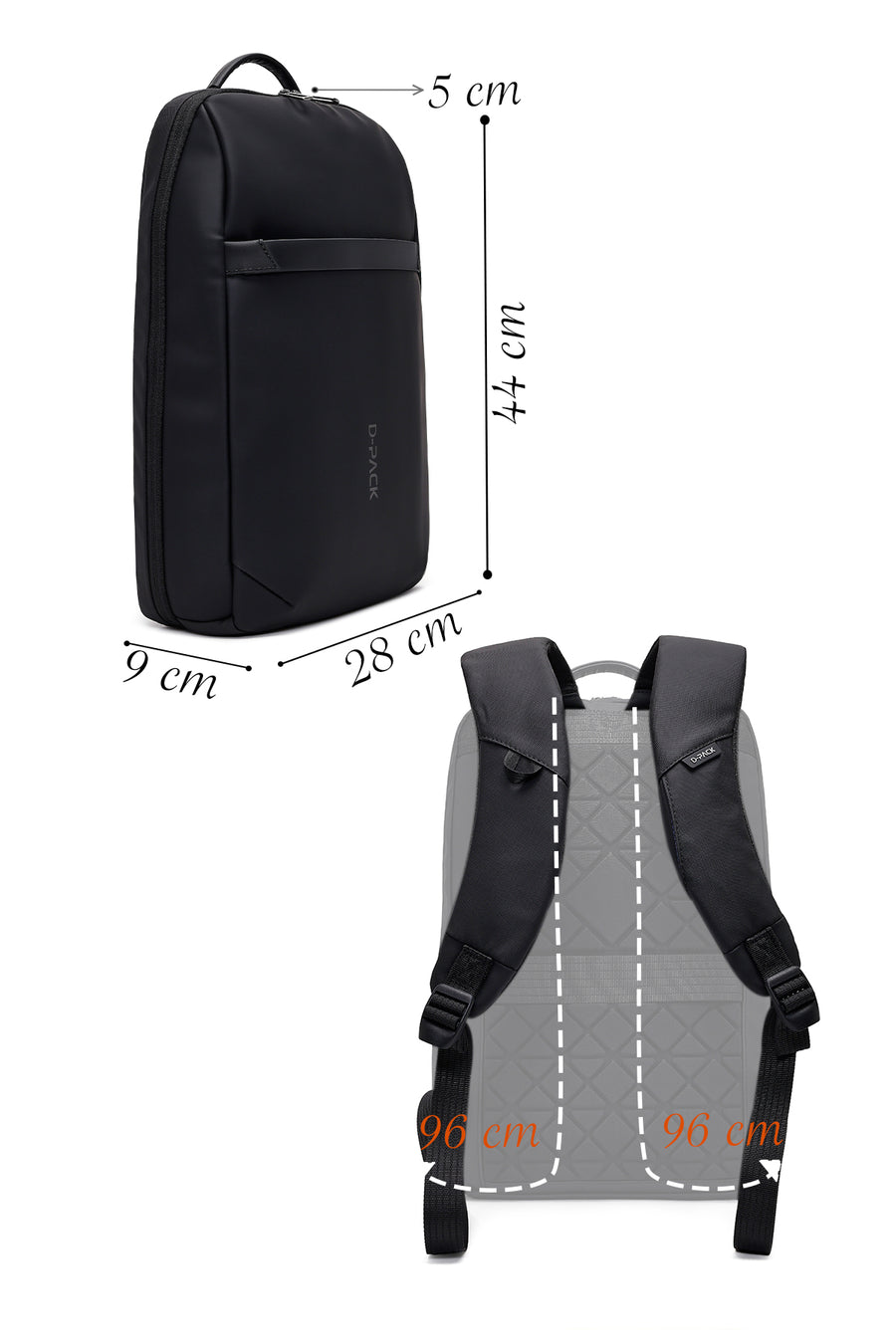 D-Pack Unisex Black Technological Fabric Backpack