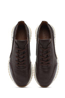 Men's Brown Lace-Up Thick-Soled Leather Casual Sneaker | Derimod