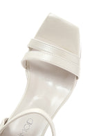 Women's White Patent Leather Platform Heeled Sandals | Derimod